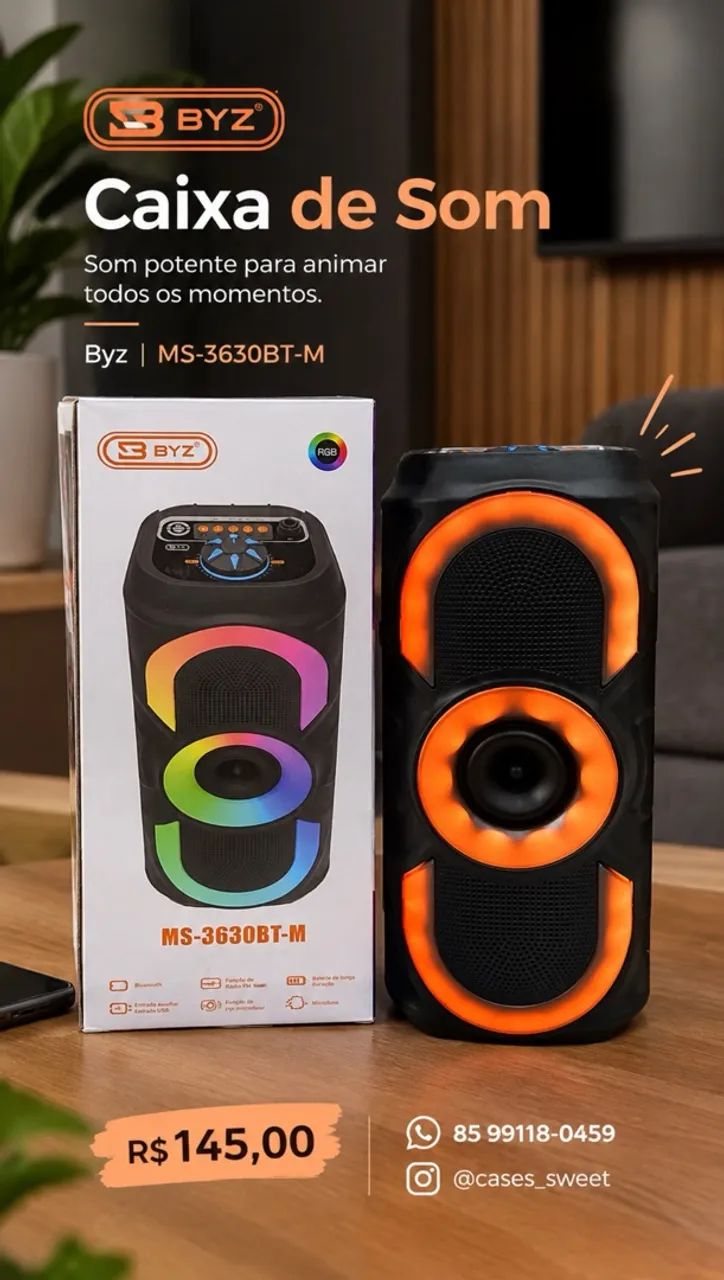 Caixa de Som BYZ MS-3630BT-M