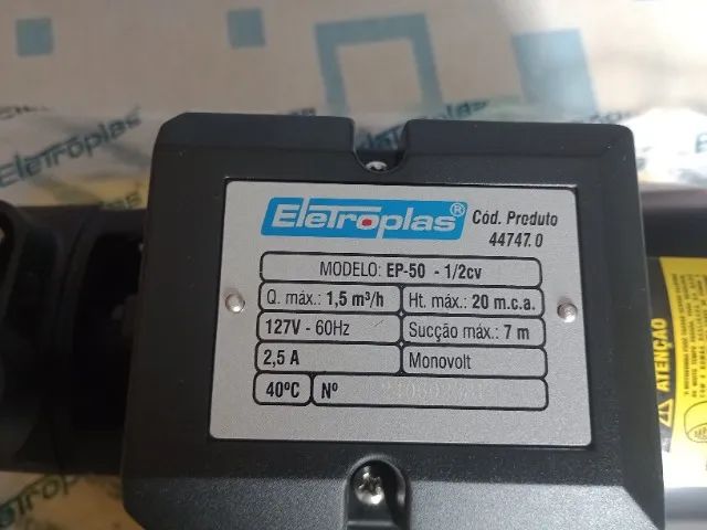 MOTOBOMBA ELETROPLAS EP-50 1/2CV - NOVA - Foto 3