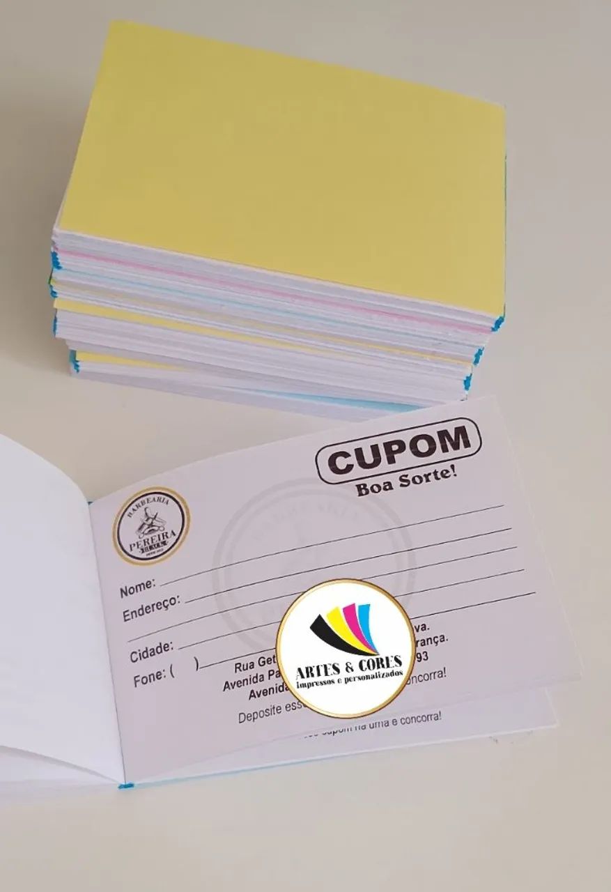 Bloquinhos de cupom para sorteio 