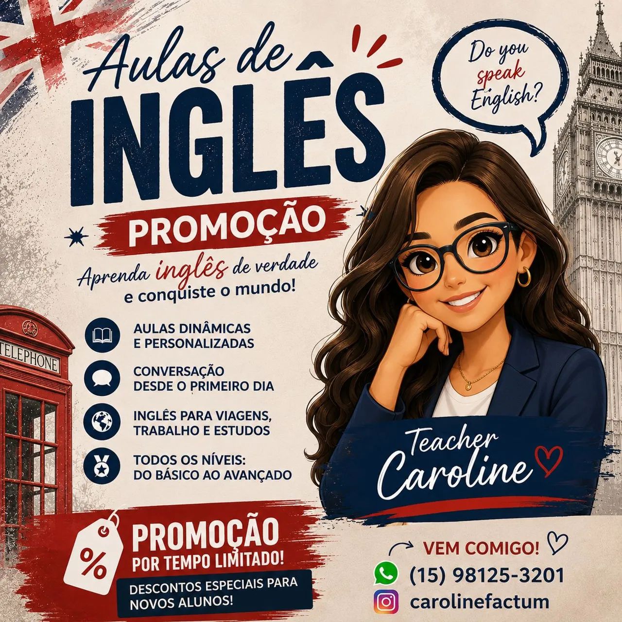 Aulas de inglês  promoção volta às aulas
