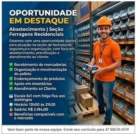 Vaga de emprego - Material de Construção 