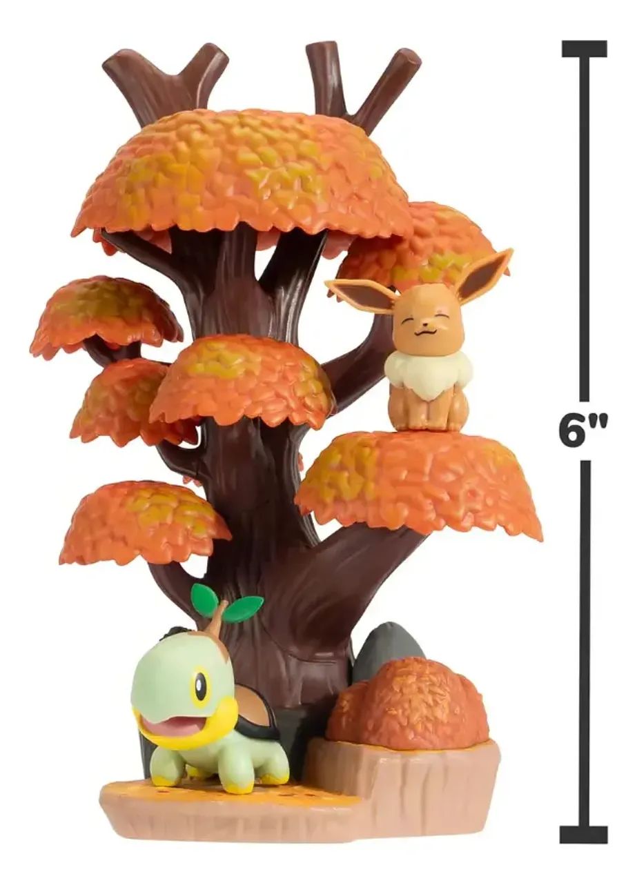 Pokémon Ambiente De Floresta Outonal Eevee E Turtwig Jazwares   - Foto 4