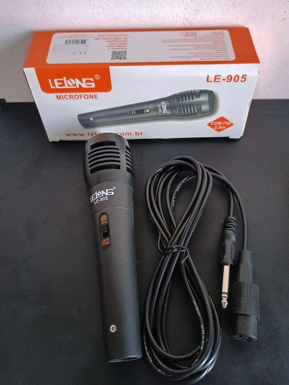 Microfone dinâmico com fio de 2.5mts / OFERTA IMPERDÍVEL 