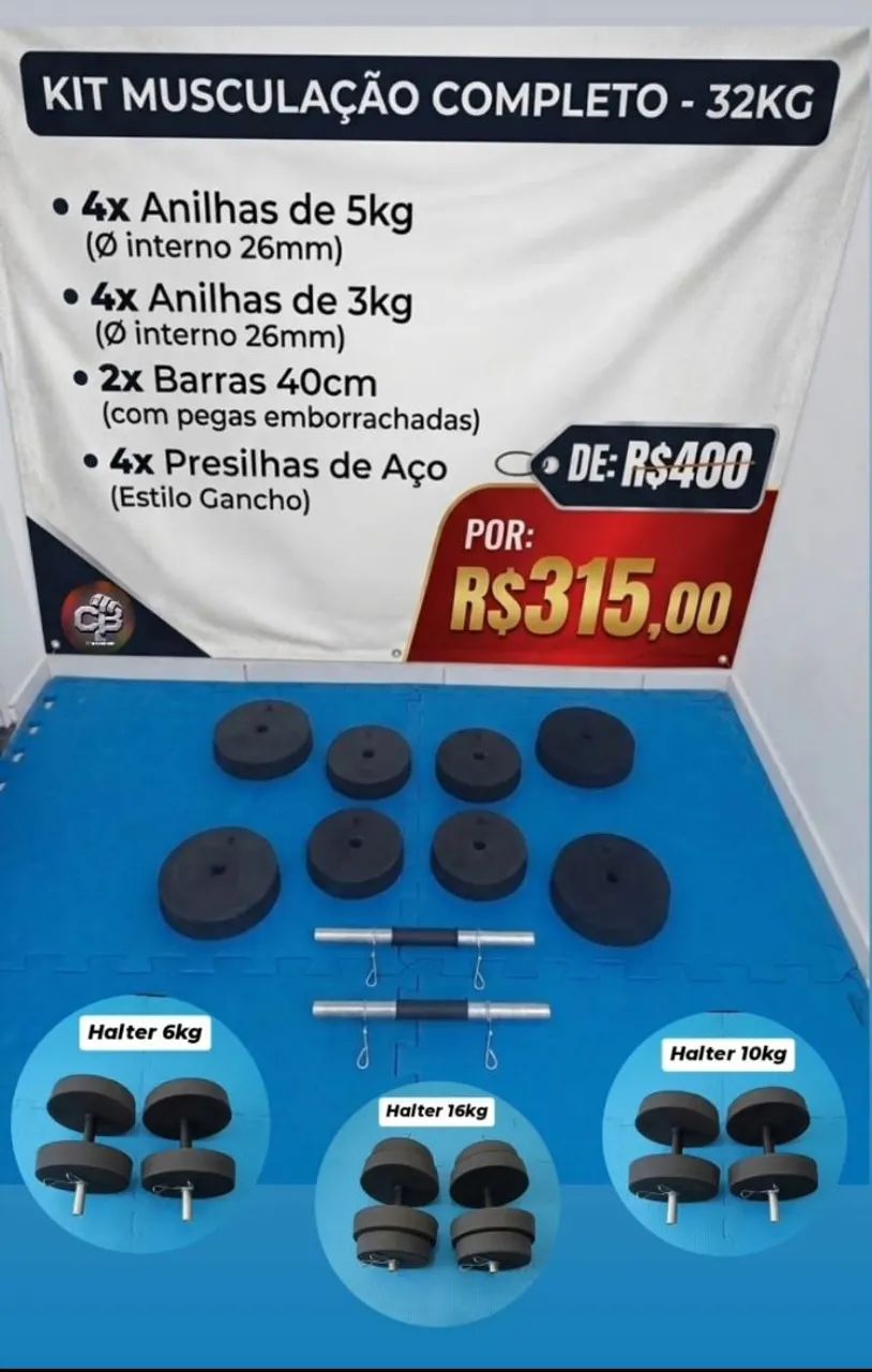 Kit musculação 32kg oferta 