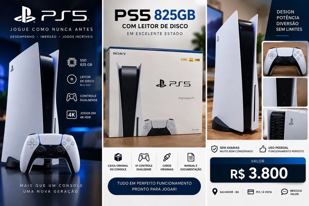 PS5 825GB com Leitor de Disco
