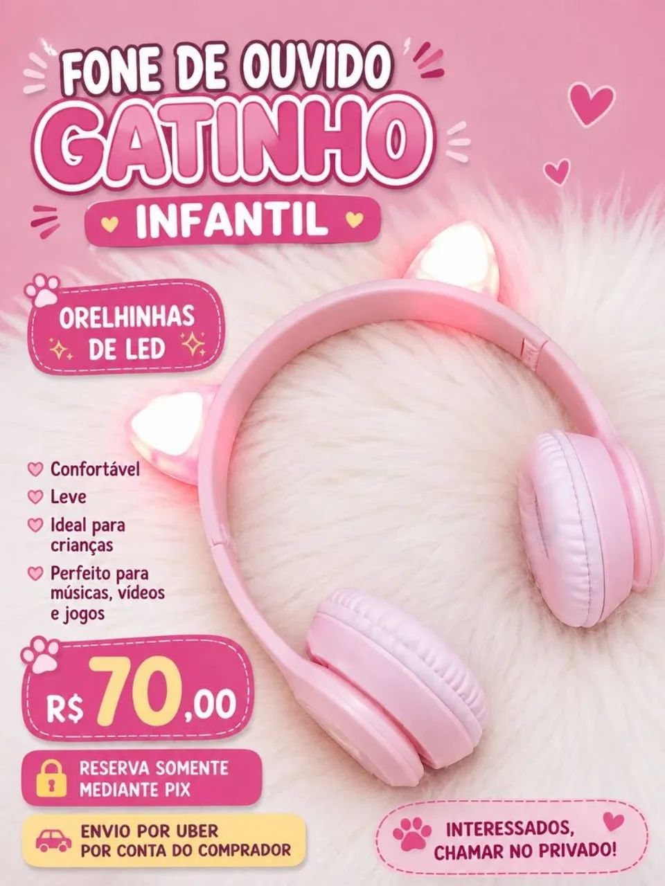 Fone infantil do gatinha
