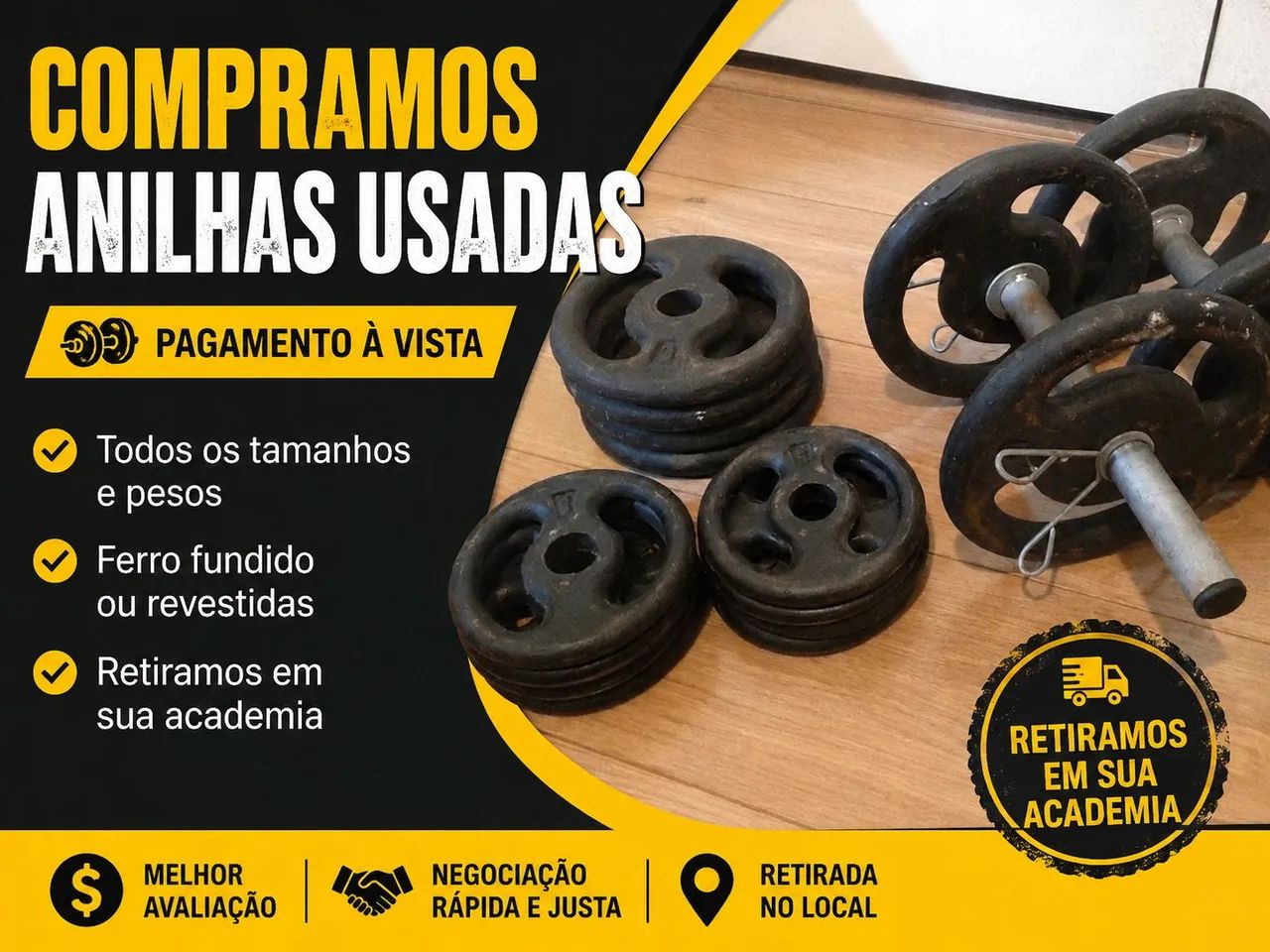 Compramos anilhas usadas Acima de 100kg 
