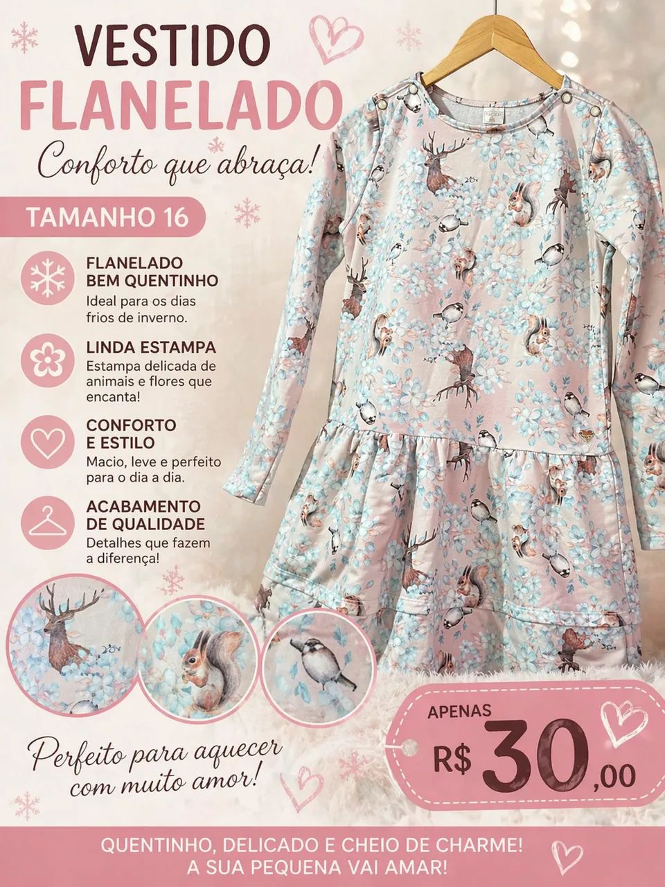 Vestido infantil, TAM. 16, novo.
