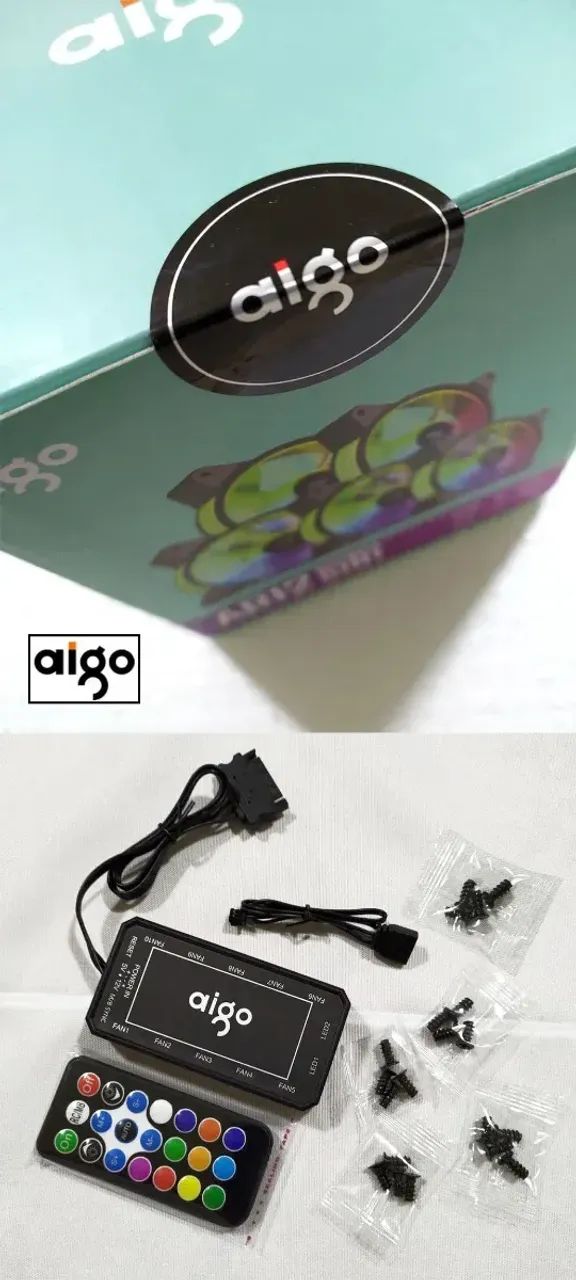 5x Cooler Fan Aigo AR12 ARGB com Controladora - Ventoinha Gamer A-RGB - Foto 4