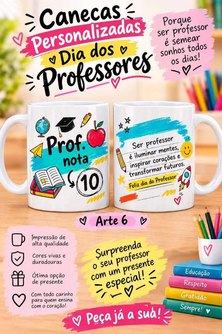 Caneca Dia dos Professores | Personalizada com Nome e Frase - Foto 2