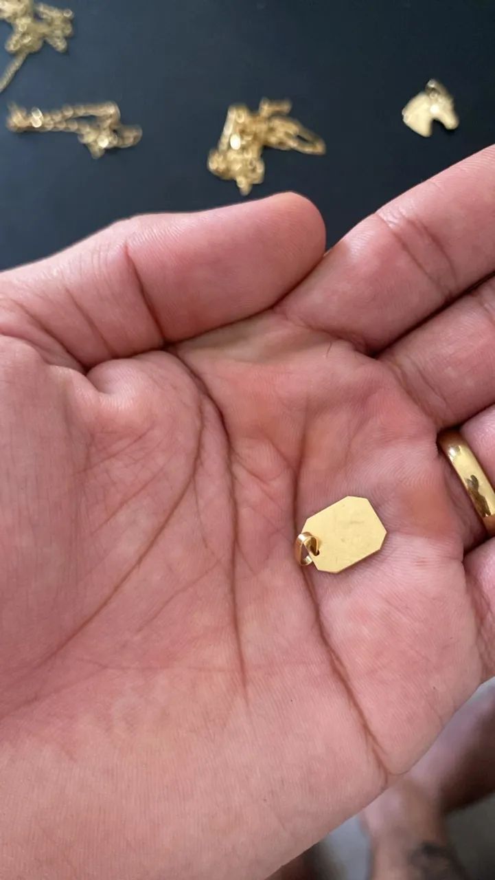 ? PINGENTE 18k- MODELO PLACA OCTOGONAL ?  