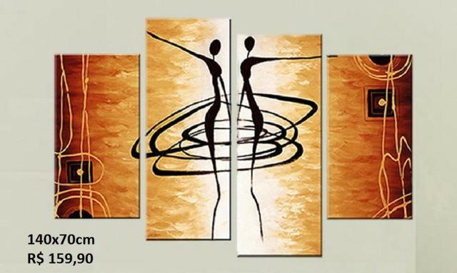 Quadros pintados em óleo sobre tela com relevo 140x70cm - até 12x - zap 71-98727*7619