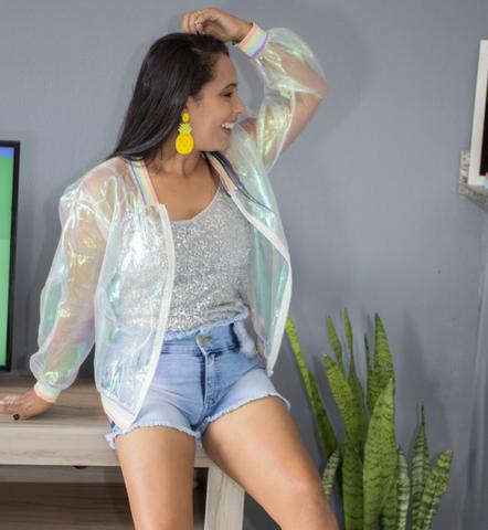 Short Jeans com strach lavagem clara - Foto 2