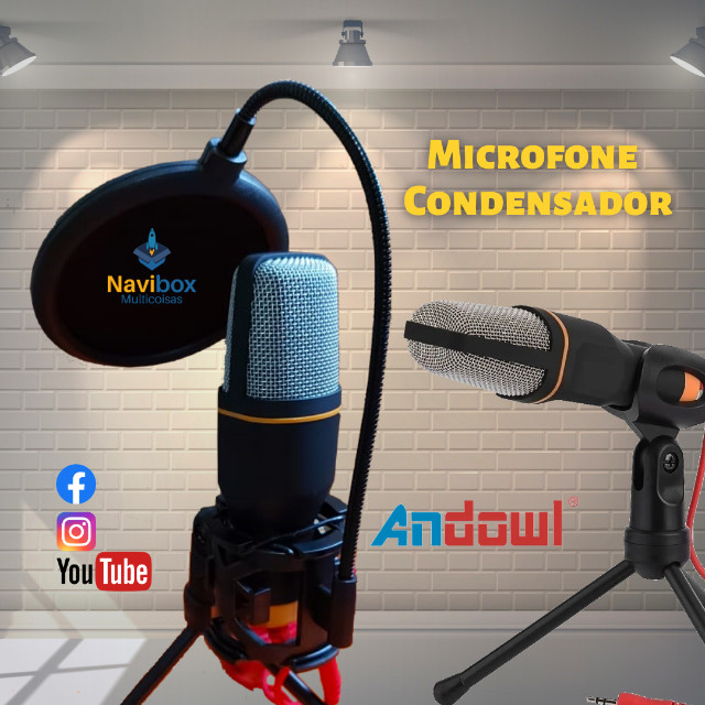 Microfone Condensador Com Tripé e Filtro Anti Puff - Foto 2