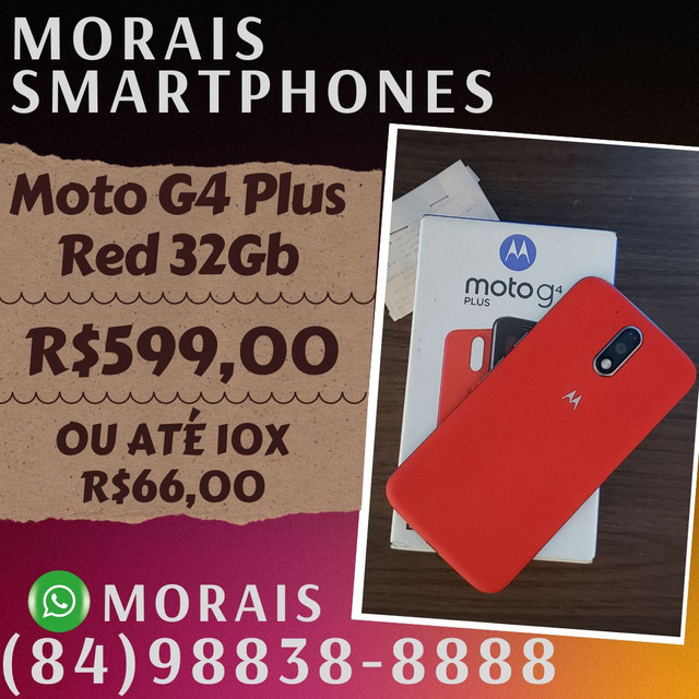 Moto G4 Plus Red 32Gb (SEMI-NOVO IMPECÁVEL+NOTA FISCAL) - ( 8 4 ) 9 8 8 3 8 - 8 8 8 8