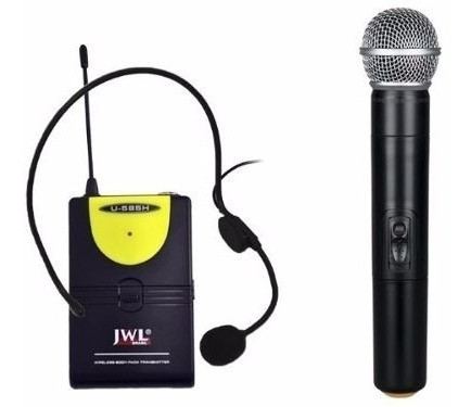 Kit Microfone Sem Fio JWL U-585h (Microfone Headset + Microfone de mão + Maleta)