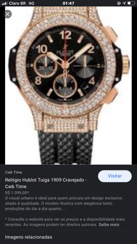 Relógio Hublot Tuiga 1909 Cravejado
