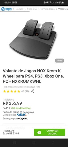Volante de jogos NOX krom ps4, ps3, Xbox one, PC. 