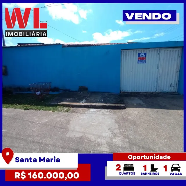 Vendo imóvel no bairro Santa Maria.
