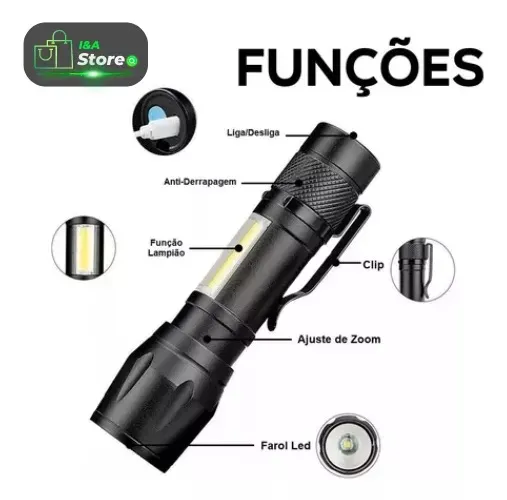Mini Lanterna Tática Led Recarregável Usb