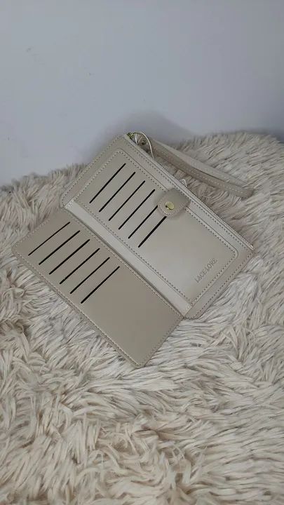 Carteira feminina slim 19,5cm - Cor areia - Foto 2