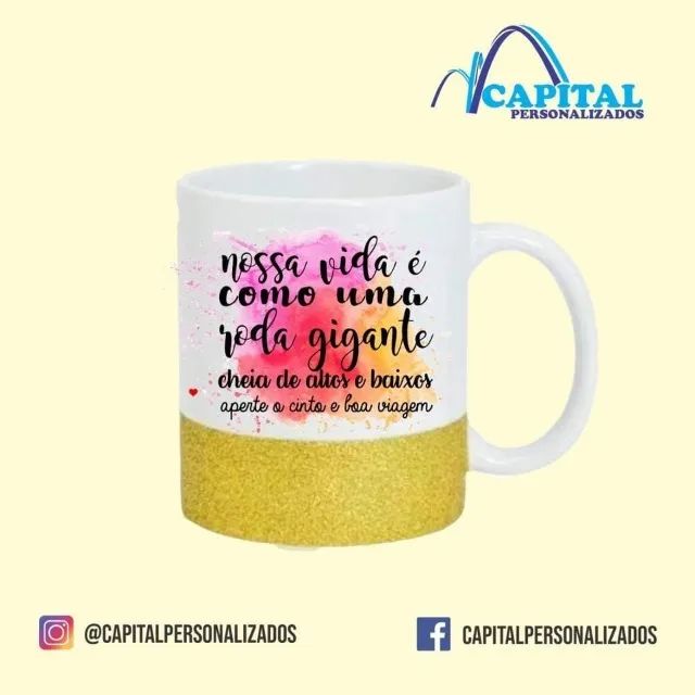 caneca com tarja gliter - Foto 4
