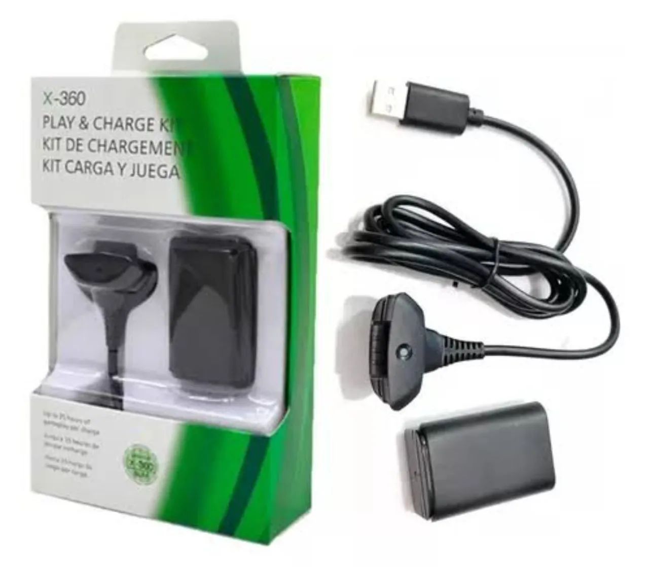 Cabo e bateria para controle Xbox 360