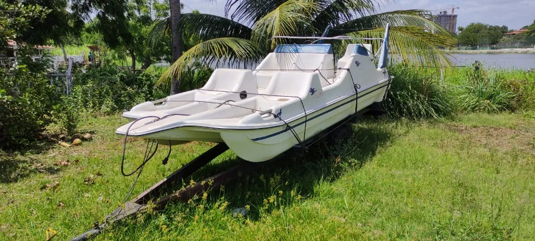 Barco de Fibra 6 lugares ( Catamarã ) + Mercury 25 Hp 2T