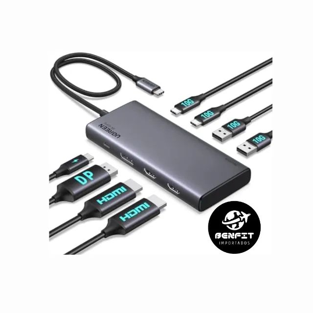 Hub Ugreen Adaptador Tipo C Portas 2xHDMI + 2xUSB A3.2 + 2xUSB C 3.2 + PD 100W