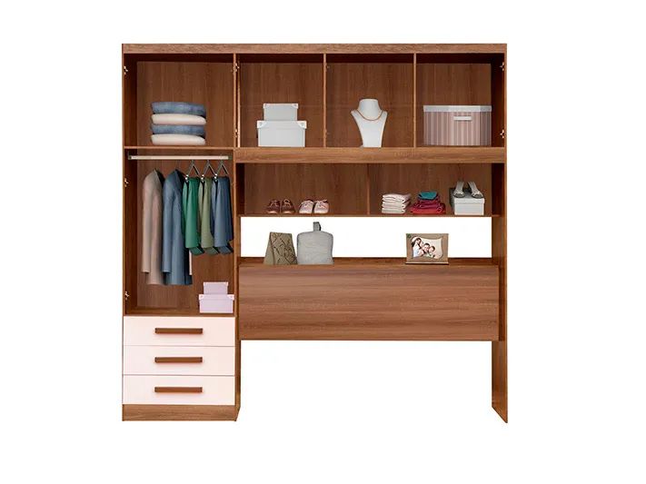 Guarda Roupa Casal 5 Portas Cabeceira Baú a766 - Foto 2