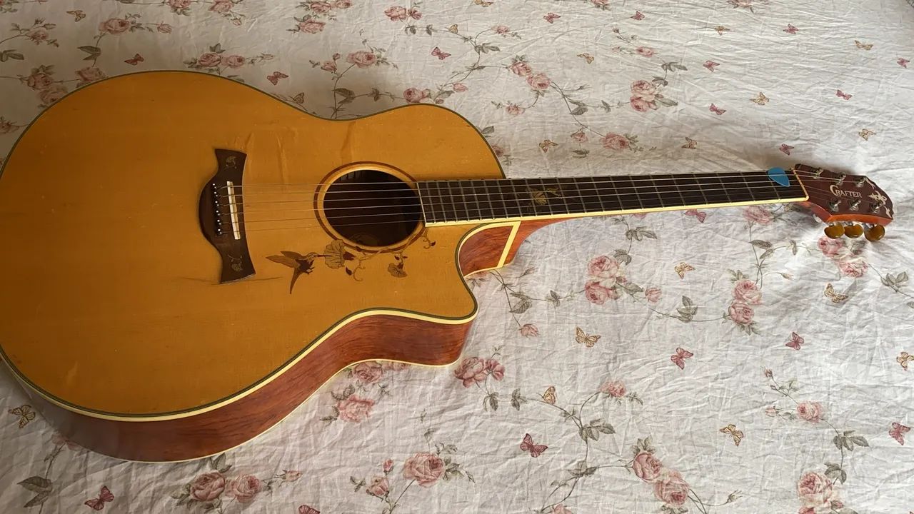 Violão de Cordas de Aço Crafter Twin Birds 32º Aniversário / Tampo Sólido Bubinga - Foto 2