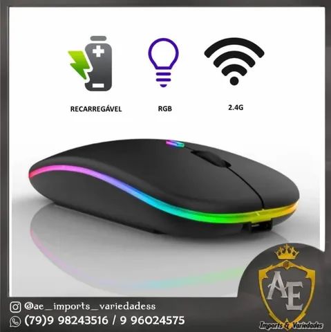 Mouse sem fio recarregável 