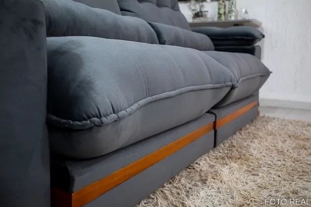 Sofá Retrátil Reclinável 2.50m Ibis Veludo Cinza 814 - D33 e Molas Ensacadas rf54 - Foto 3