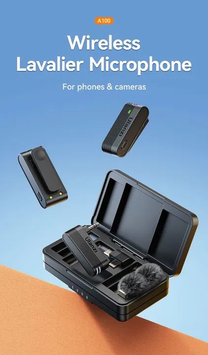 Microfone Sem Fio ulanzi A100 para Celular - Gravação de Áudio de Alta Qualidade