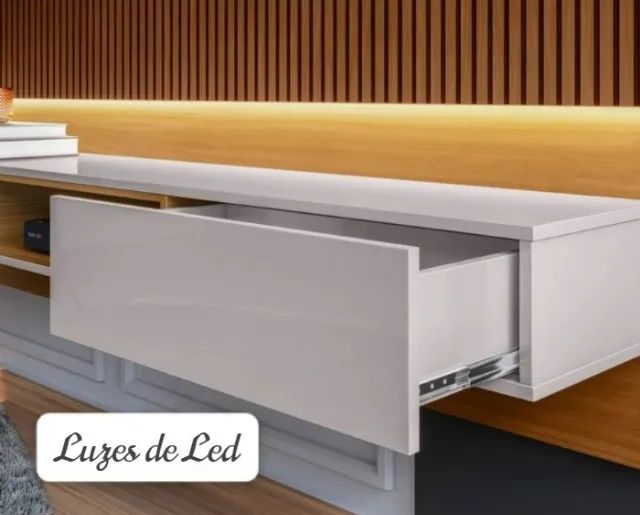 Painel de Tv com Led até 70 Polegadas de 1.80 Paris Lukaliam:off White / Jequitiba OFF WHI - Foto 2