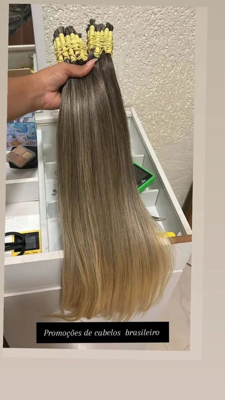 Promoção de cabelo humano loiro mesclado - Foto 4