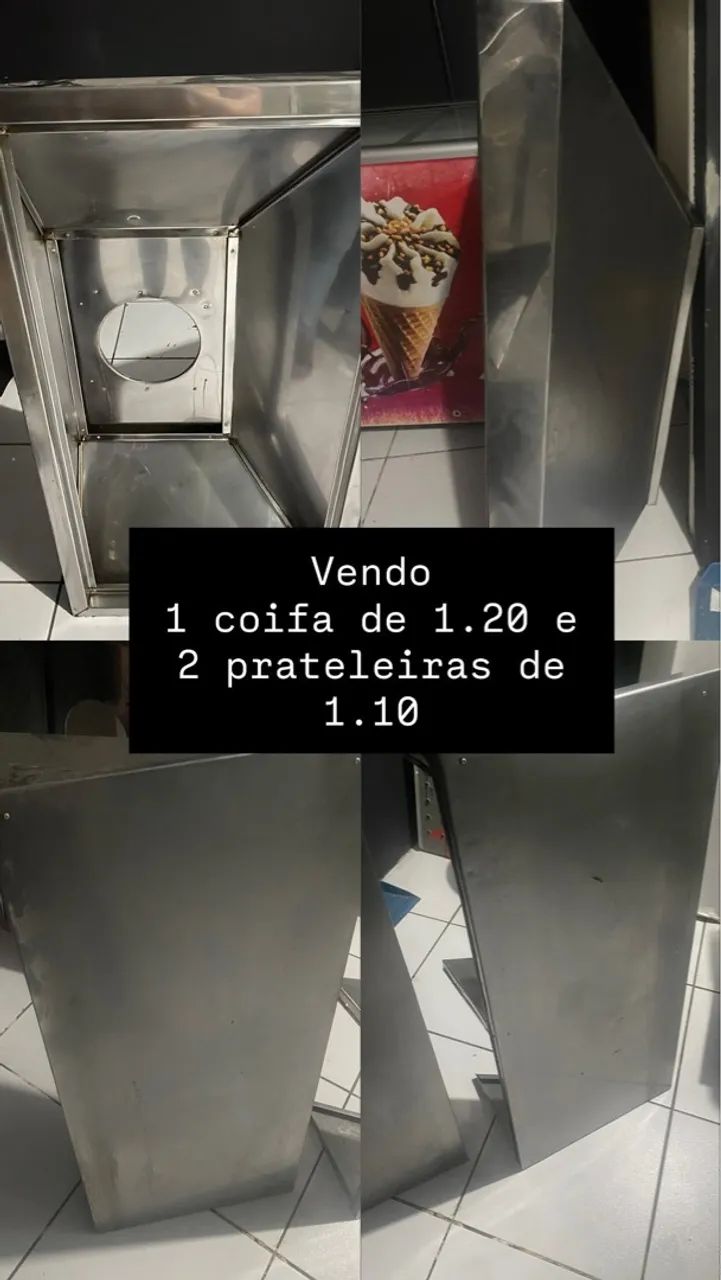 Coifa e prateleiras em inox 