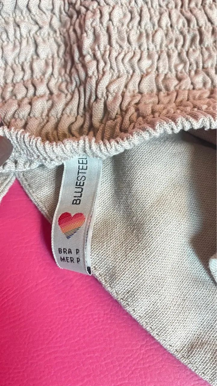 Top cropped bege de linho. P  - Foto 2