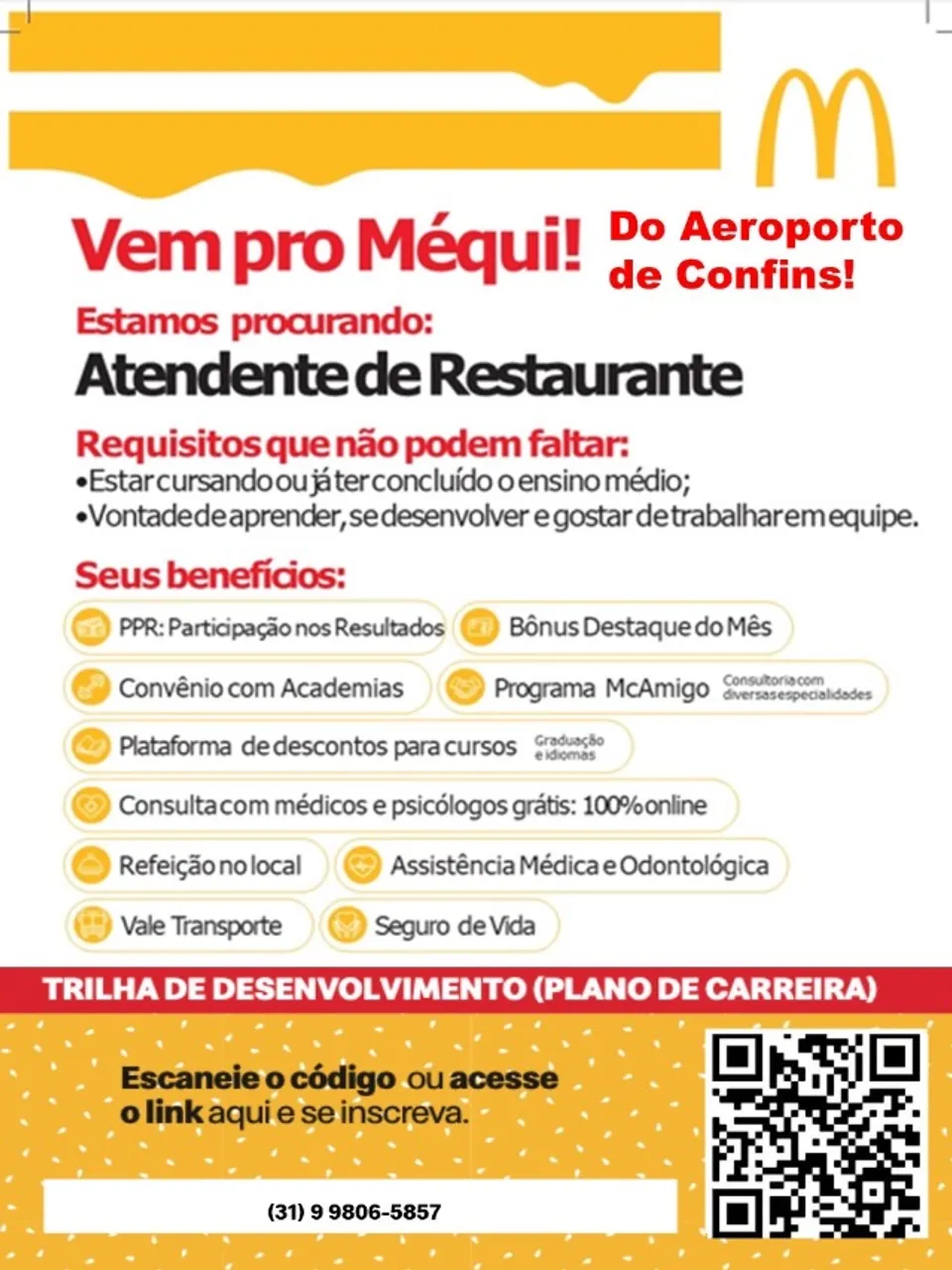 Atendente de Restaurante McDonalds do Aeroporto de Confins