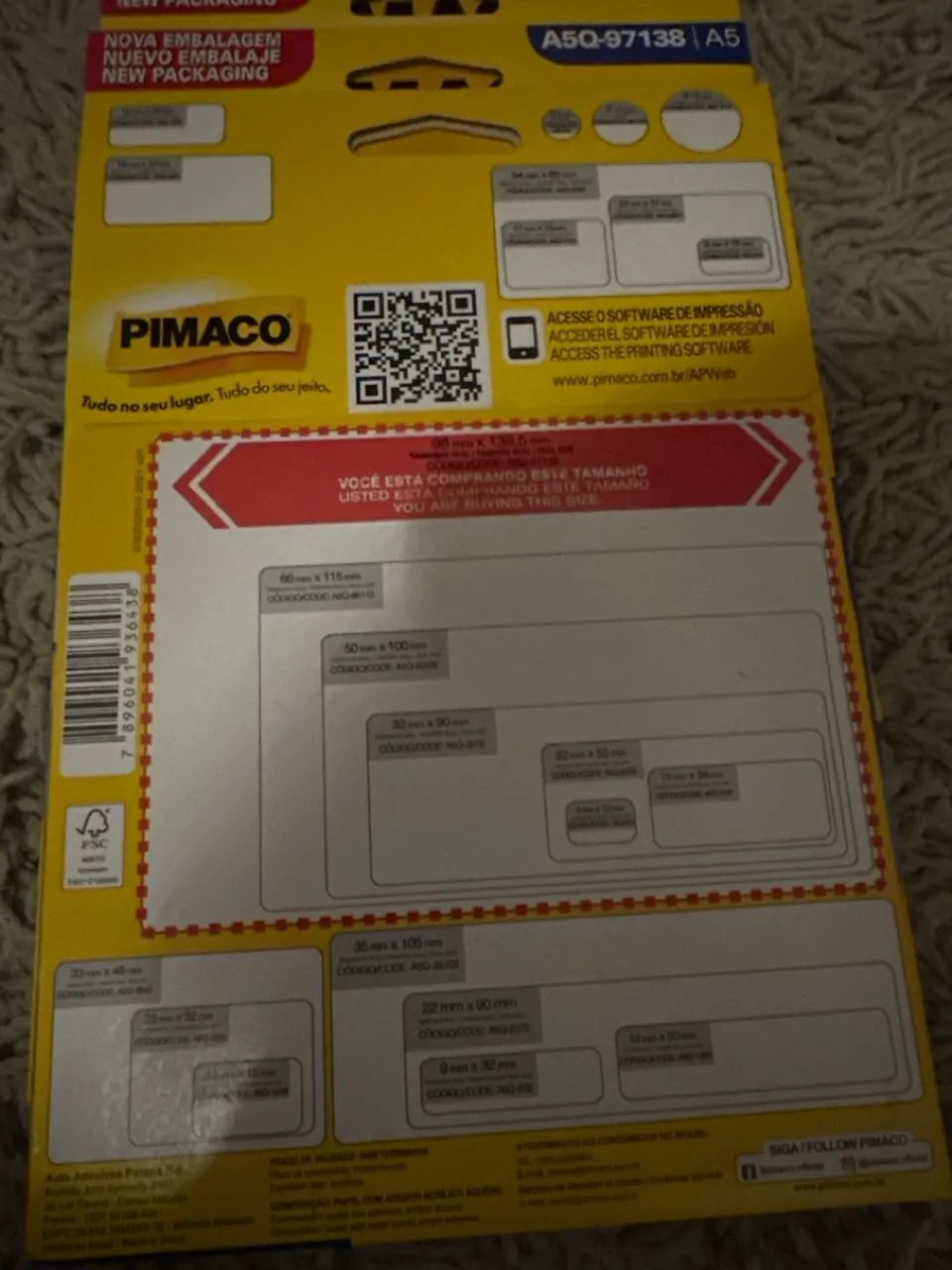 Quatro  pacts Etiquetas Adesivas Pimaco A5 Inkjet+Laser A50  97138 A5 - Foto 3