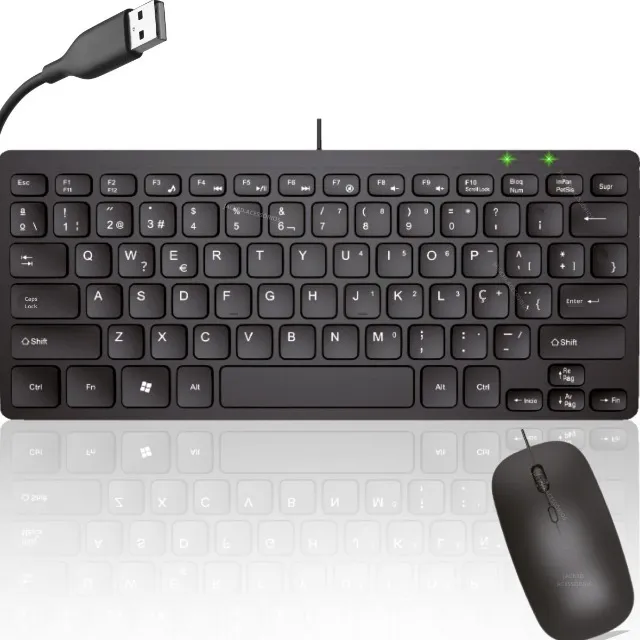 Kit Teclado E Mouse Abnt2 Com Fio Usb Computador Notebook