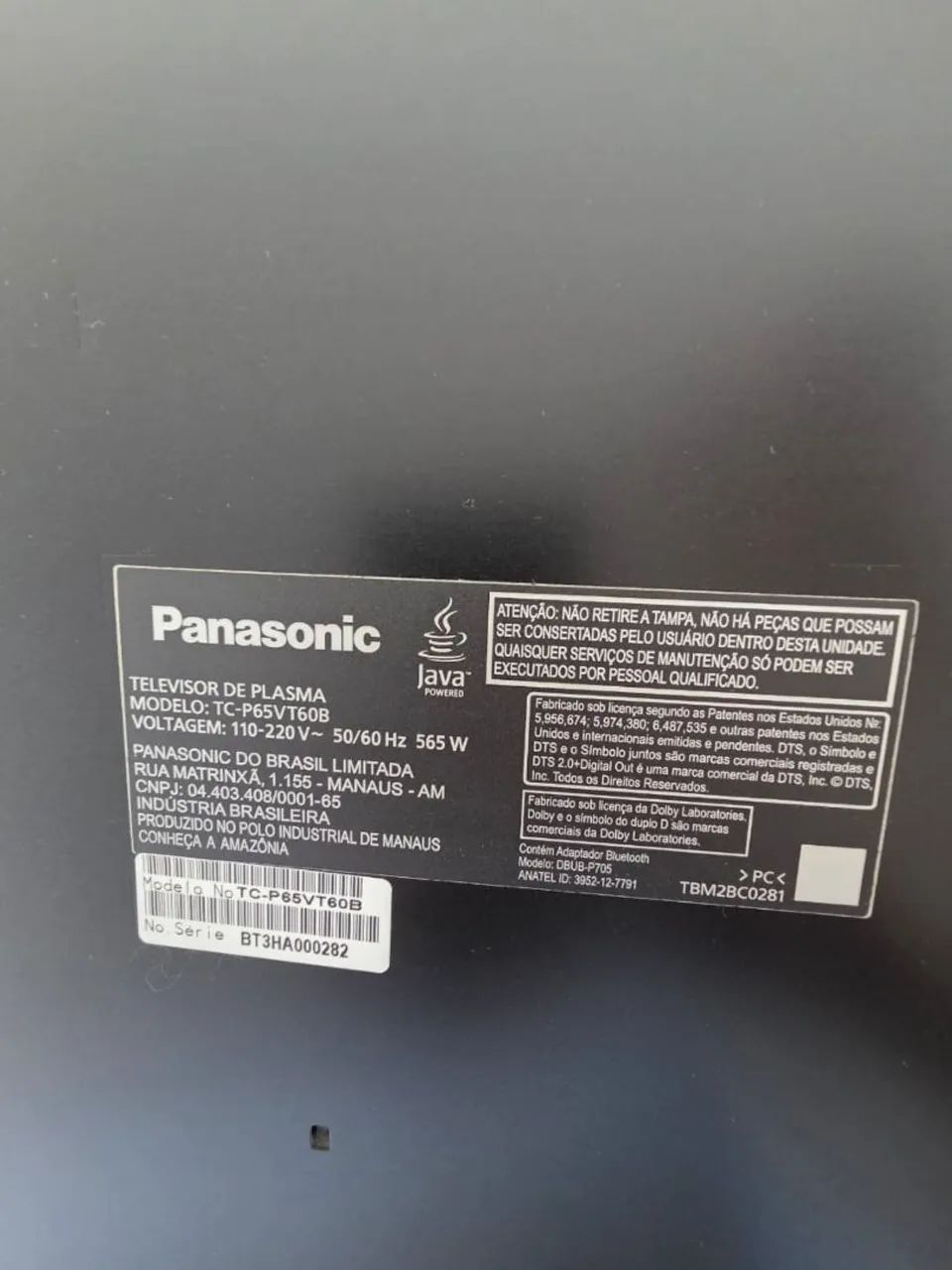 65-inch Panasonic Plasma TV64289876409857123