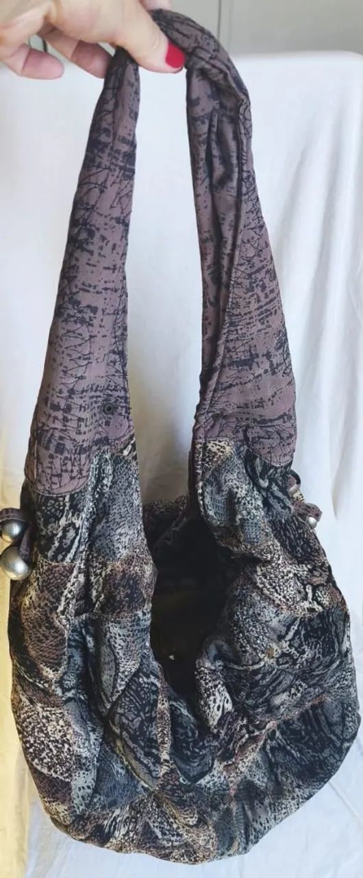 Bolsa de ombro em tecido estampado - Foto 2