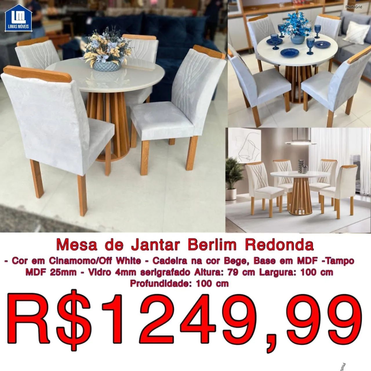 Mesa de Jantar Berlim Redonda