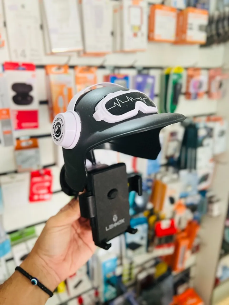 Suporte de Celular ajustável - Mini Capacete para moto e bike