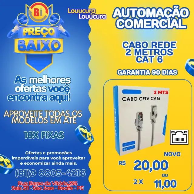 Cabo de Rede 2 Metros  CFTV CAT6 - It Blue | Conexão Estável e de Alta Qualidade 