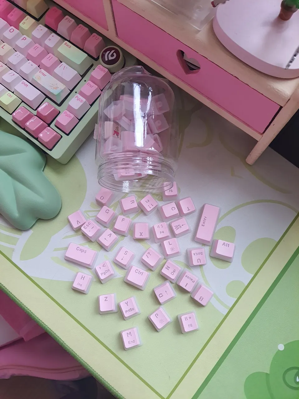 Keycaps rosas estilo pudding