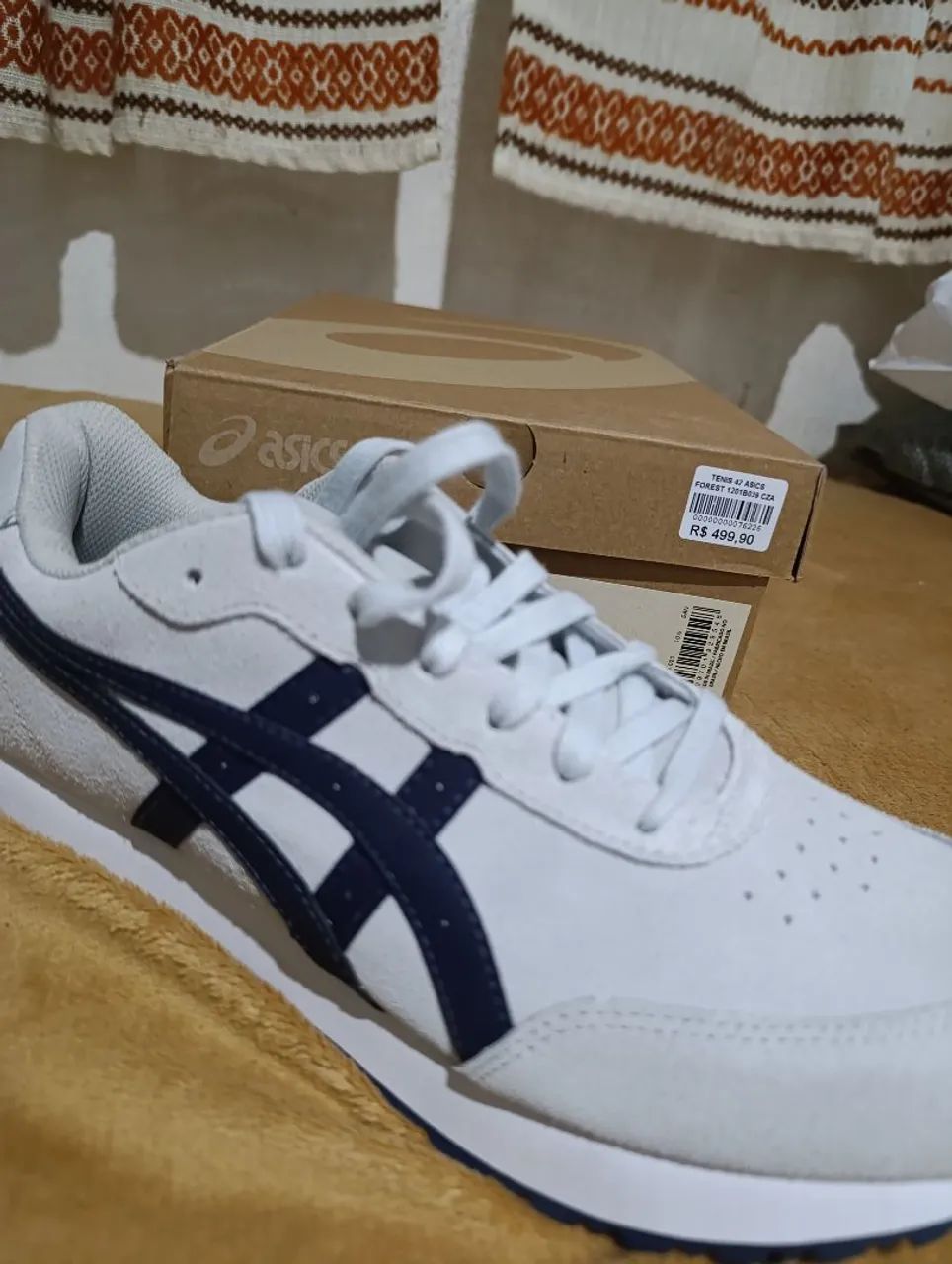 Tênis Asics Classic Branco e Azul - Foto 2