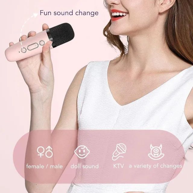 Caixa de som sem fio Karaokê K12, Mini Alto-falante Bluetooth portátil com 1 Microfone - Foto 2