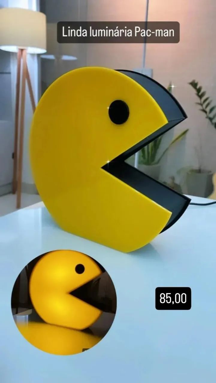 Luminária Pac-Man - Iluminação Criativa